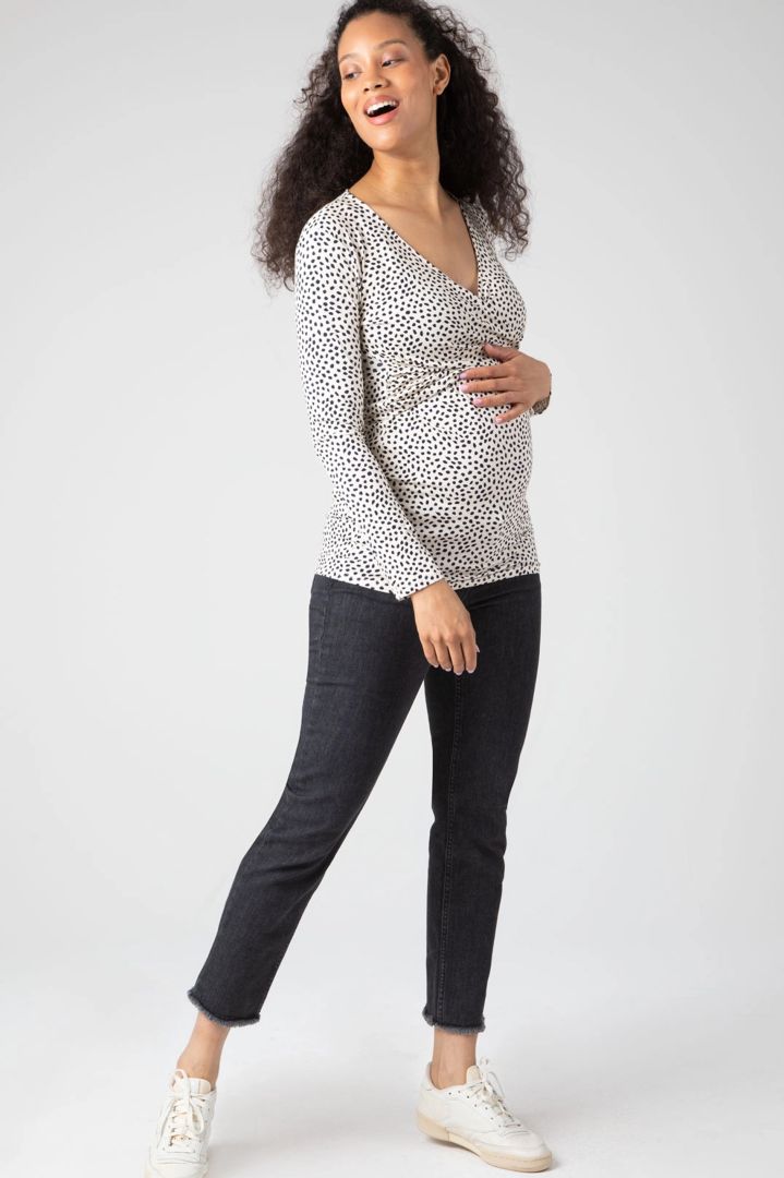 Cross Over Maternity and Nursing Shirt with Dots