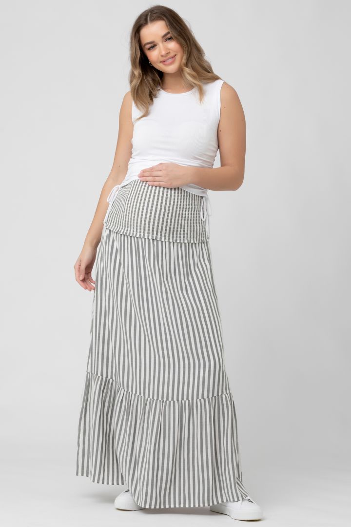 Maternity Carrier Dress with Stripes gray / white