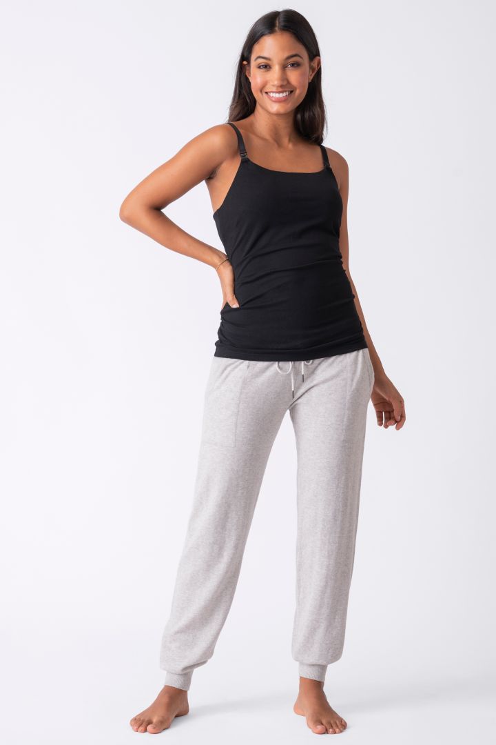 Maternity Knitted Trousers with Elastic Waist grey