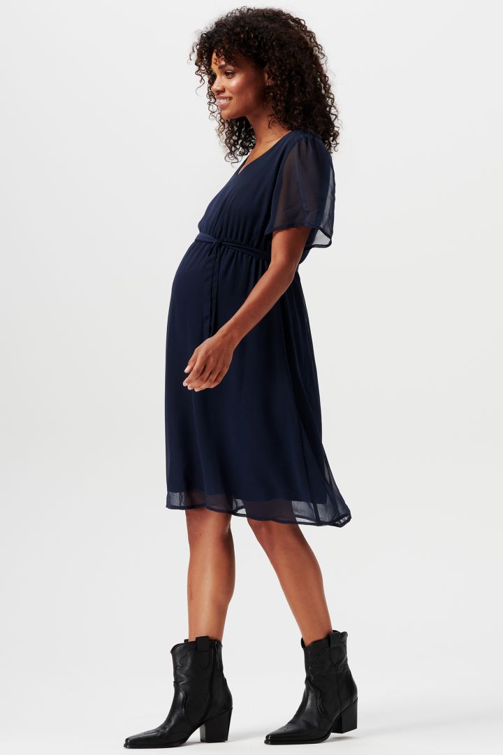 Eco Chiffon Maternity Dress navy