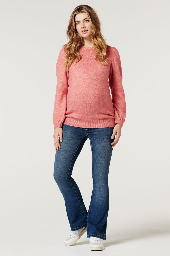 Eco Maternity Jumper with Balloon Sleeves coral