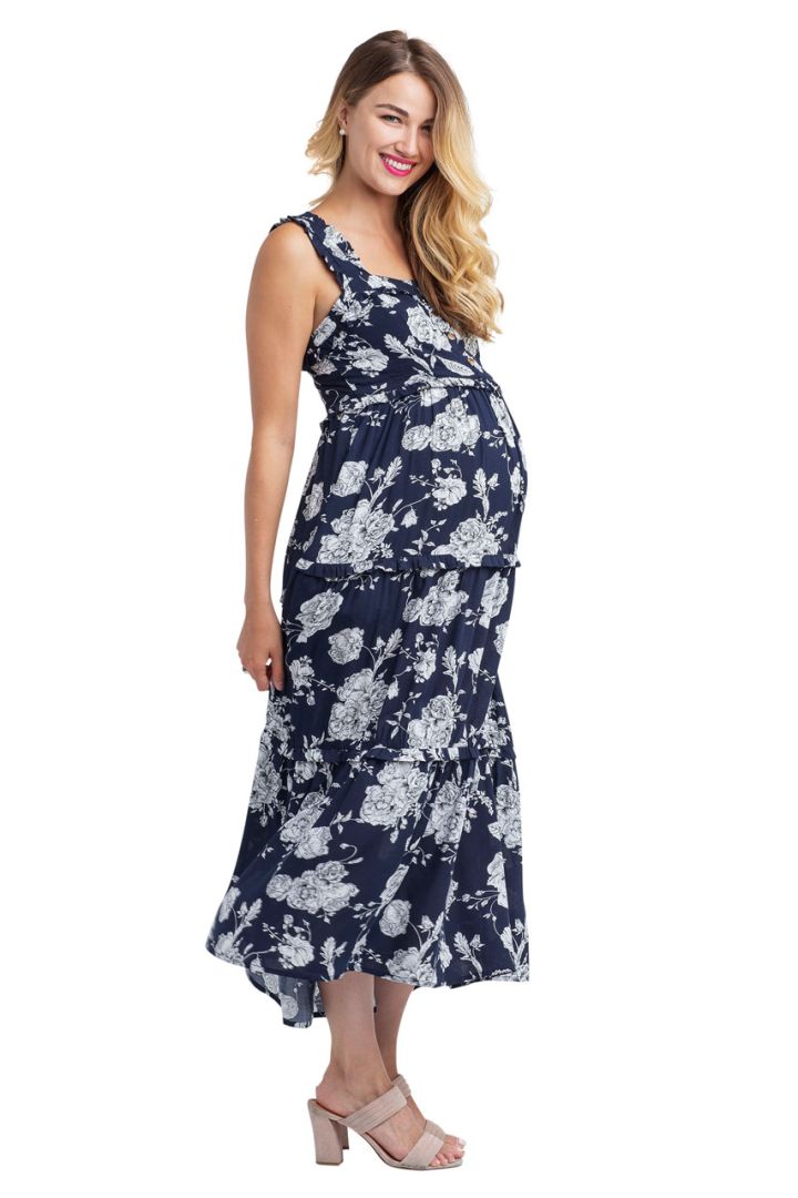 Button-Up Floral Maternity and Nursing Dress