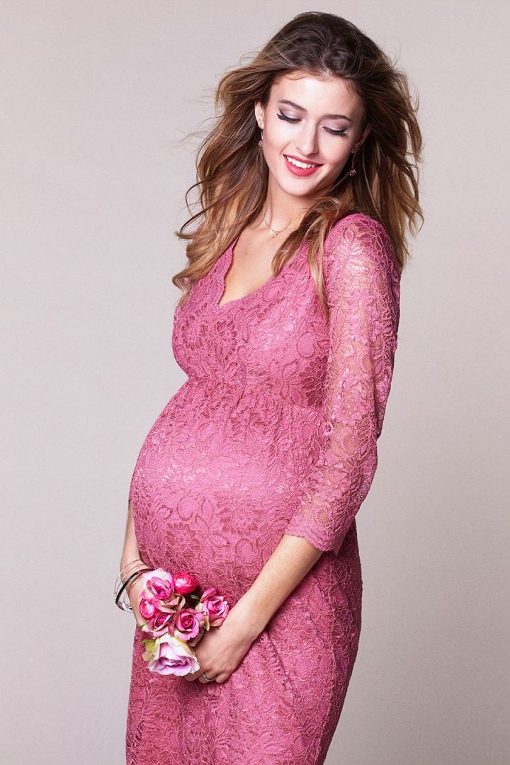 Maternity Lace Dress dusky pink