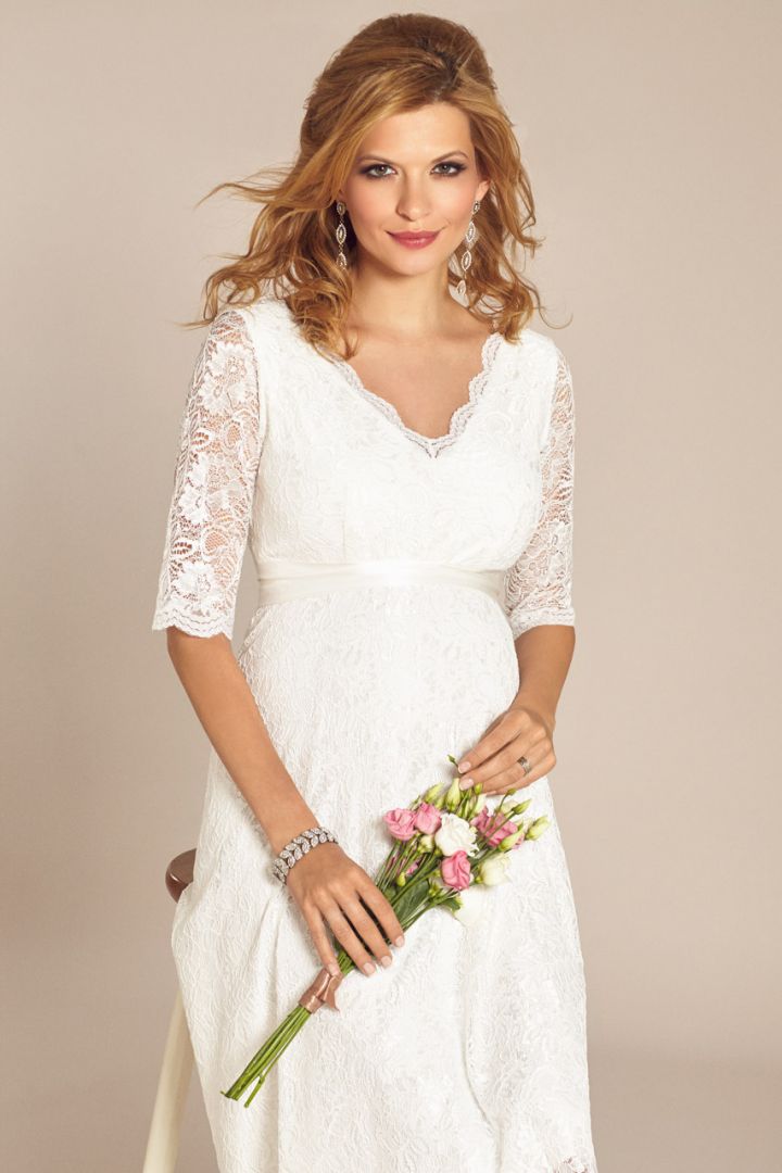 Maternity Bridal Gown with scalloped Neckline