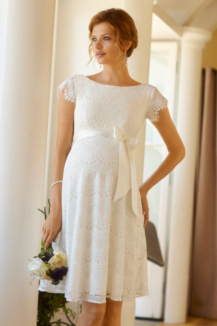 Maternity Wedding Dress with Lace Sleeves