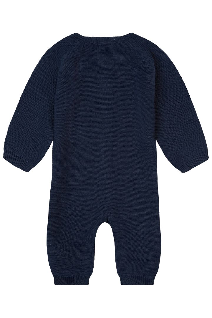 Organic Knit Romper with Button Front navy