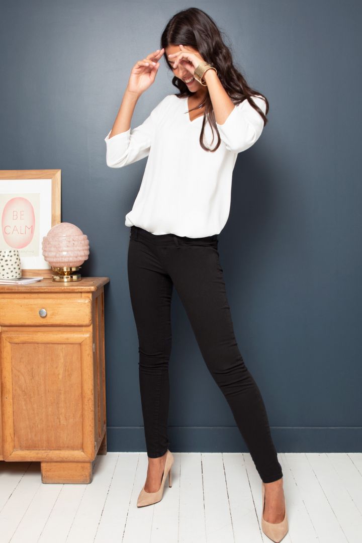 Slim Fit Maternity Trousers with Seamless Band black