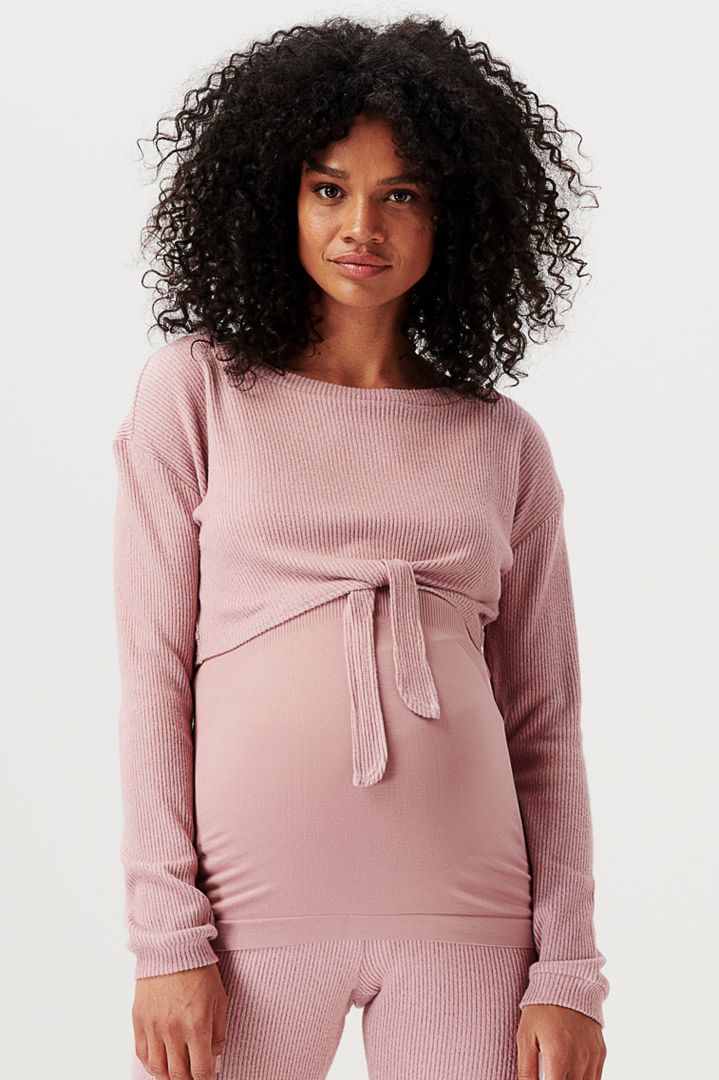 Ecovero Cropped Rib Maternity Shirt pink