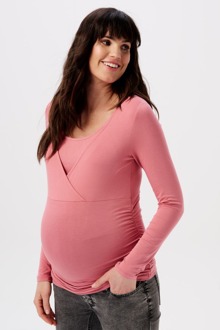 Ecovero Cross-Over Maternity and Nursing Shirt rose