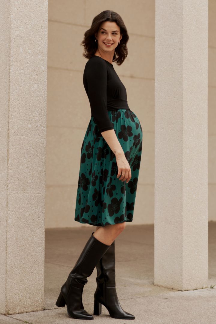 Maternity and Nursing Dress with Flower Print