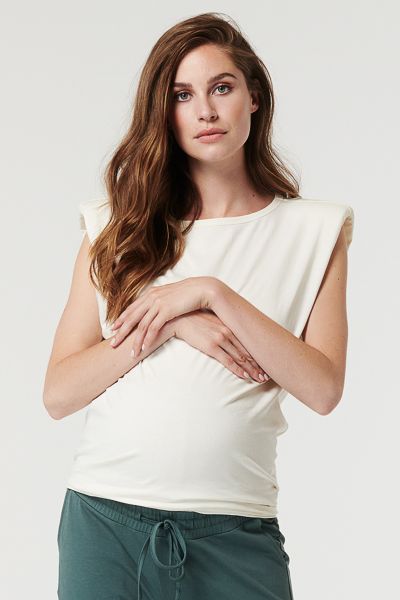Organic Umstandsshirt mit Schulterpolster off-white