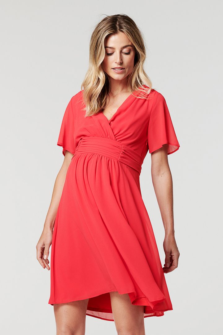 Chiffon Maternity and Nursing Dress red