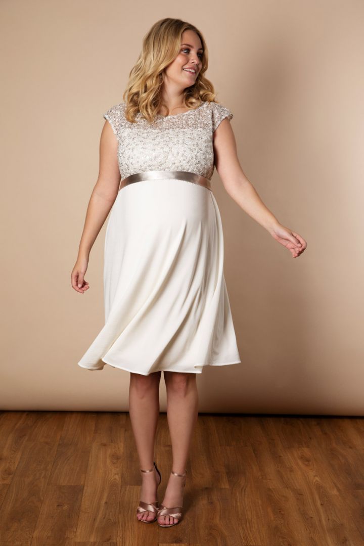 Maternity Wedding Dress with Sequined Top Plus Size