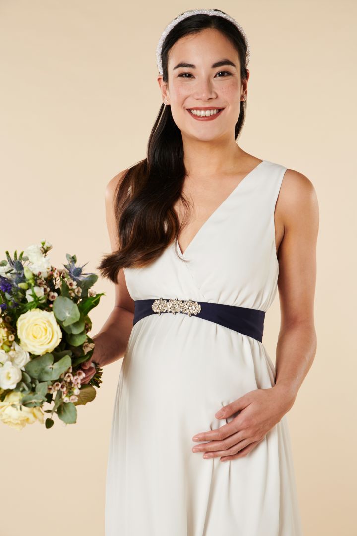Maternity Wedding Dress with Cache Coeur Neckline