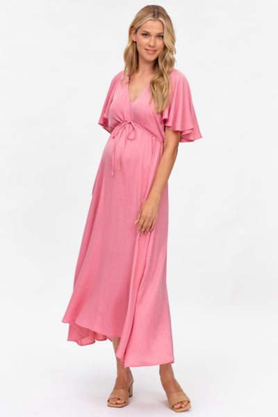 Festive Maternity Dress with Wingsleeves pink