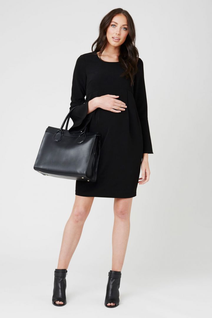 Maternity dress with trumpet sleeves