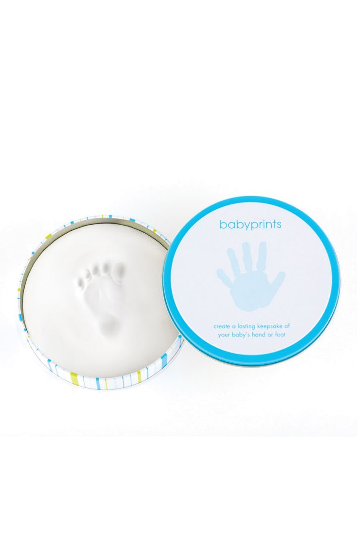 Baby Hand oder Fuß Abdruckset Geschenkdose blau