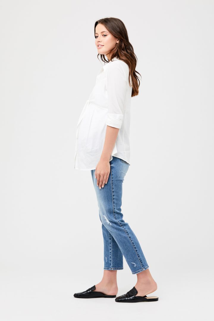 Maternity and Nursing Blouse with Twisted Detail white