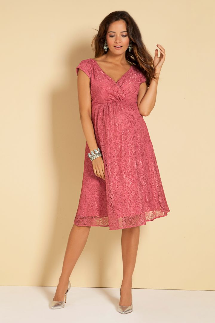 Lace maternity dress with Cache coeur neckline