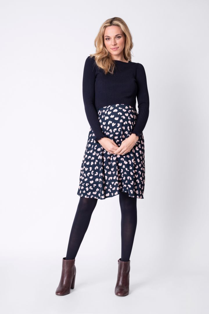 Layered Maternity and Nursing Dress with Jumper navy