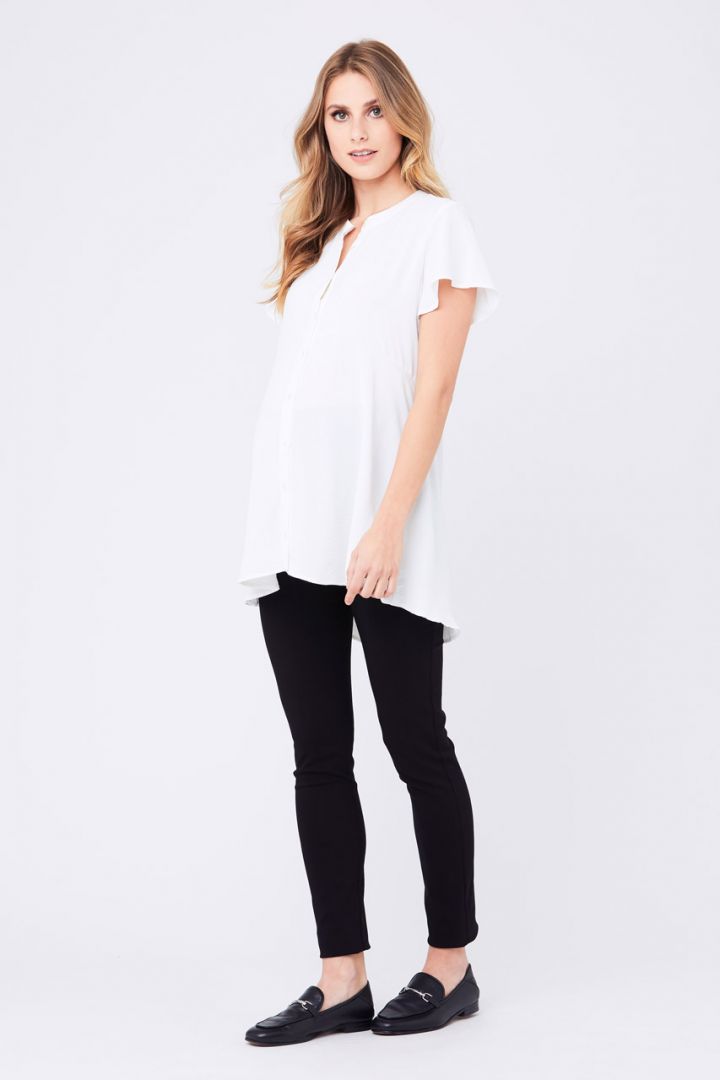 Maternity and Nursing Blouse with Stand-Up Collar
