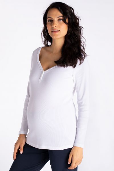 Organic Ribbed Maternity Shirt white
