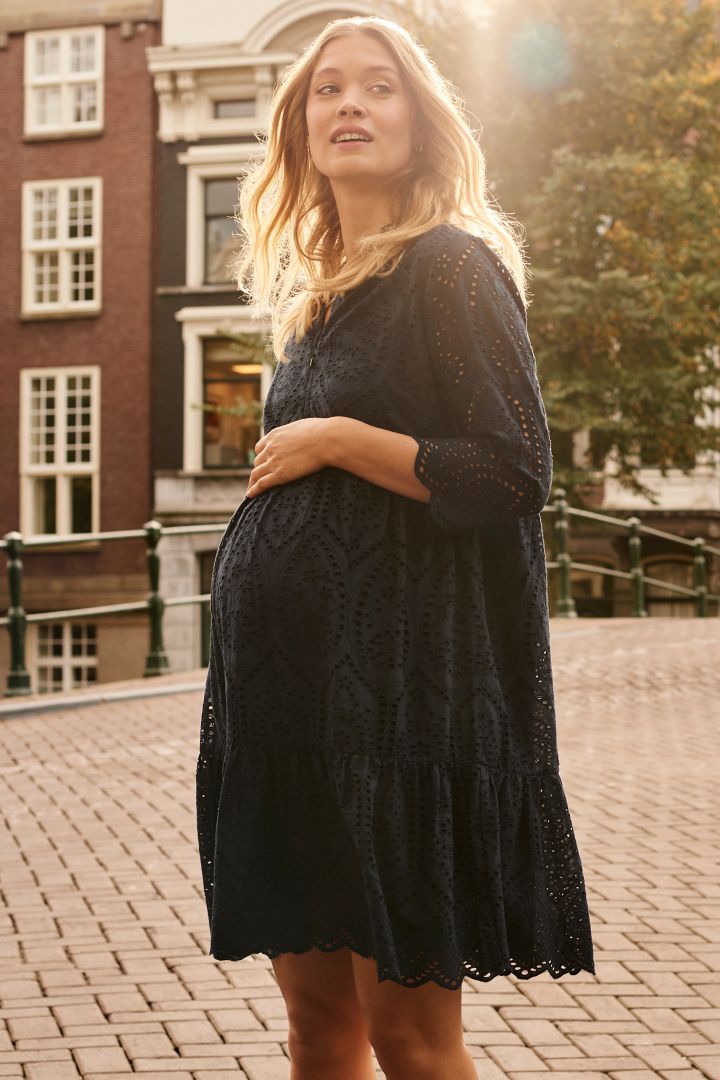 Maternity and Nursing Dress with Crochet Lace