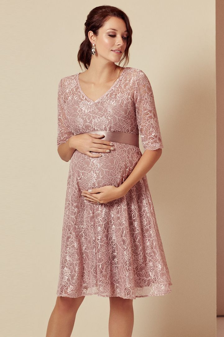 A-Line Maternity Dress with 3/4 Sleeves Blush