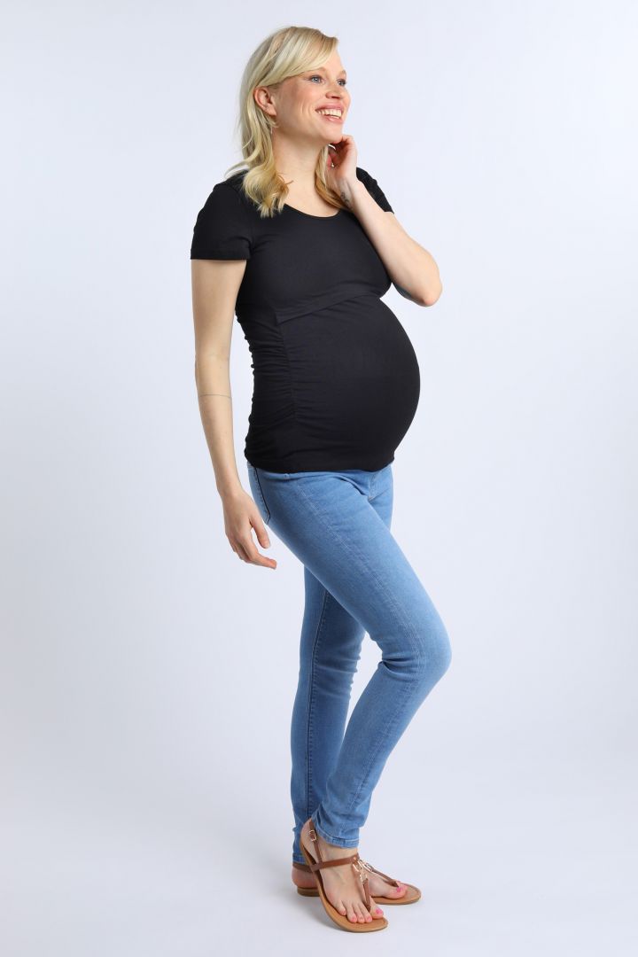 Organic Maternity and Nursing Shirt Short Sleeve black