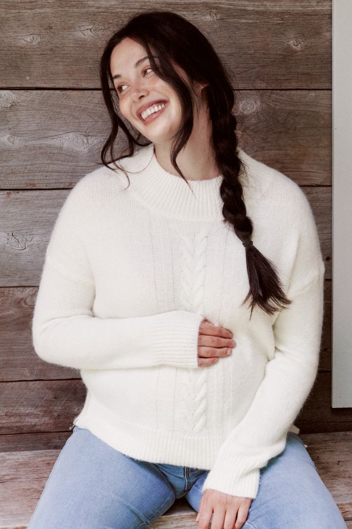 Cable Knit Maternity and Nursing Sweater