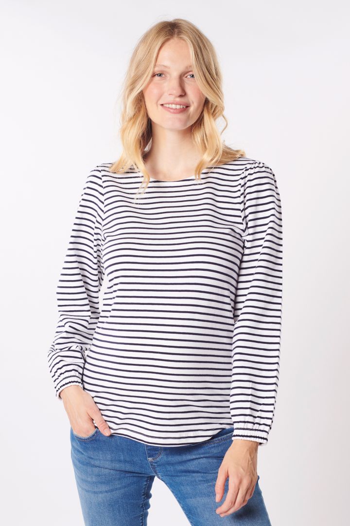 Organic Maternity Shirt with Puff Sleeves striped