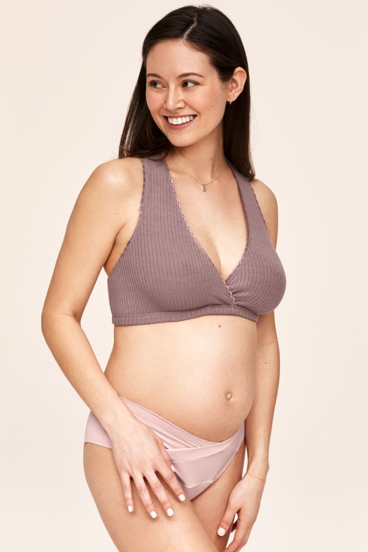 Sleep Nursing Bra with Ribbed Structure rosewood
