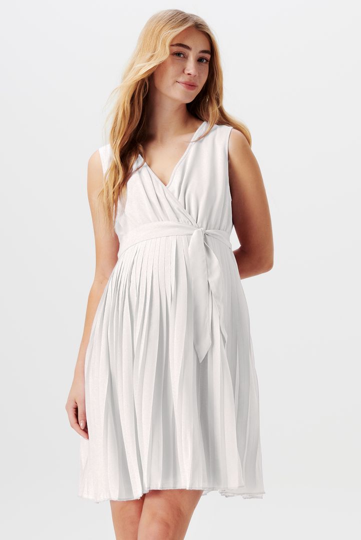 Eco Pleated Maternity Dress white