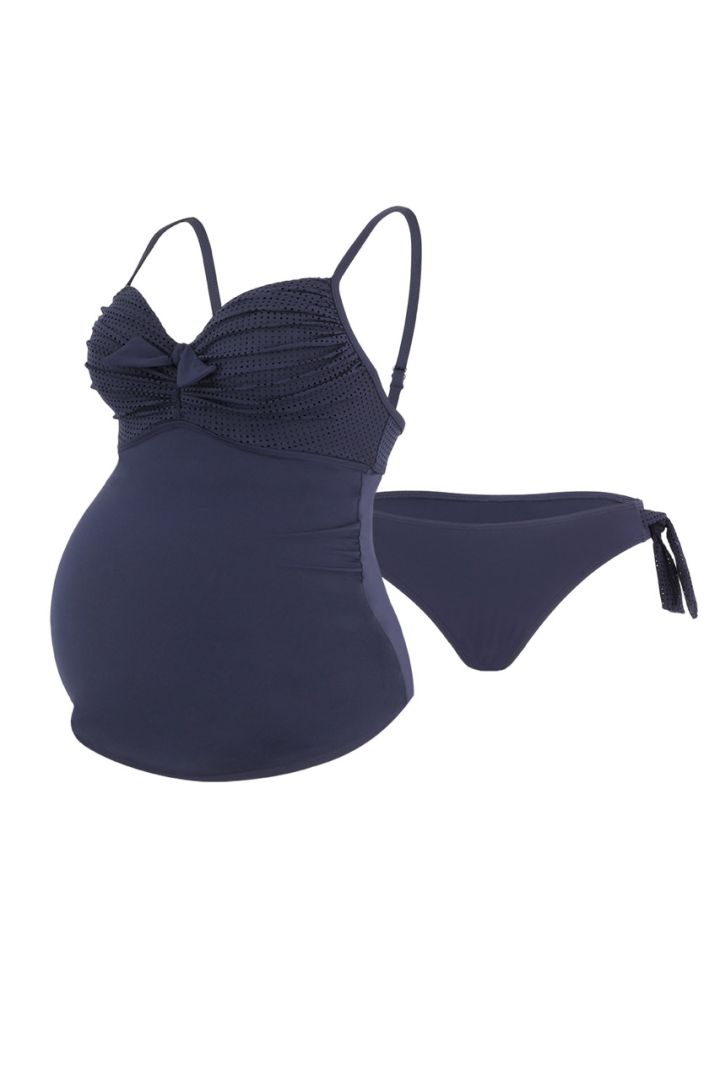 Maternity tankini with underwire cups in lace style navy