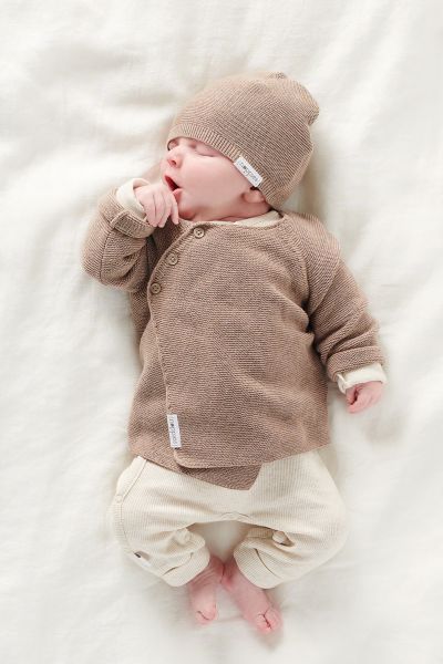 Organic Baby Wickel-Pullover taupe