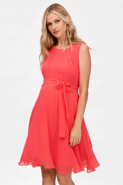 Georgette Maternity Dress coral
