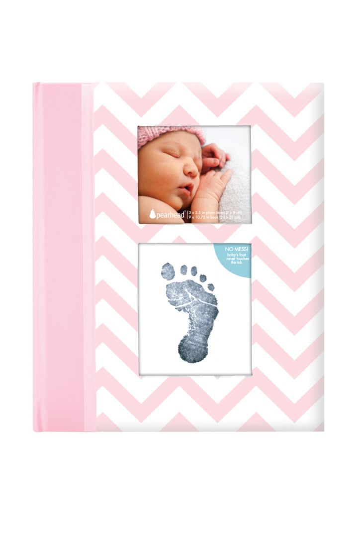Memory Book with Photo Bag and Baby Imprint Set pink