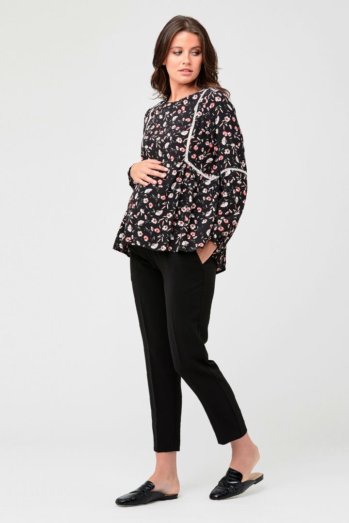 Cropped Business Maternity Trousers black