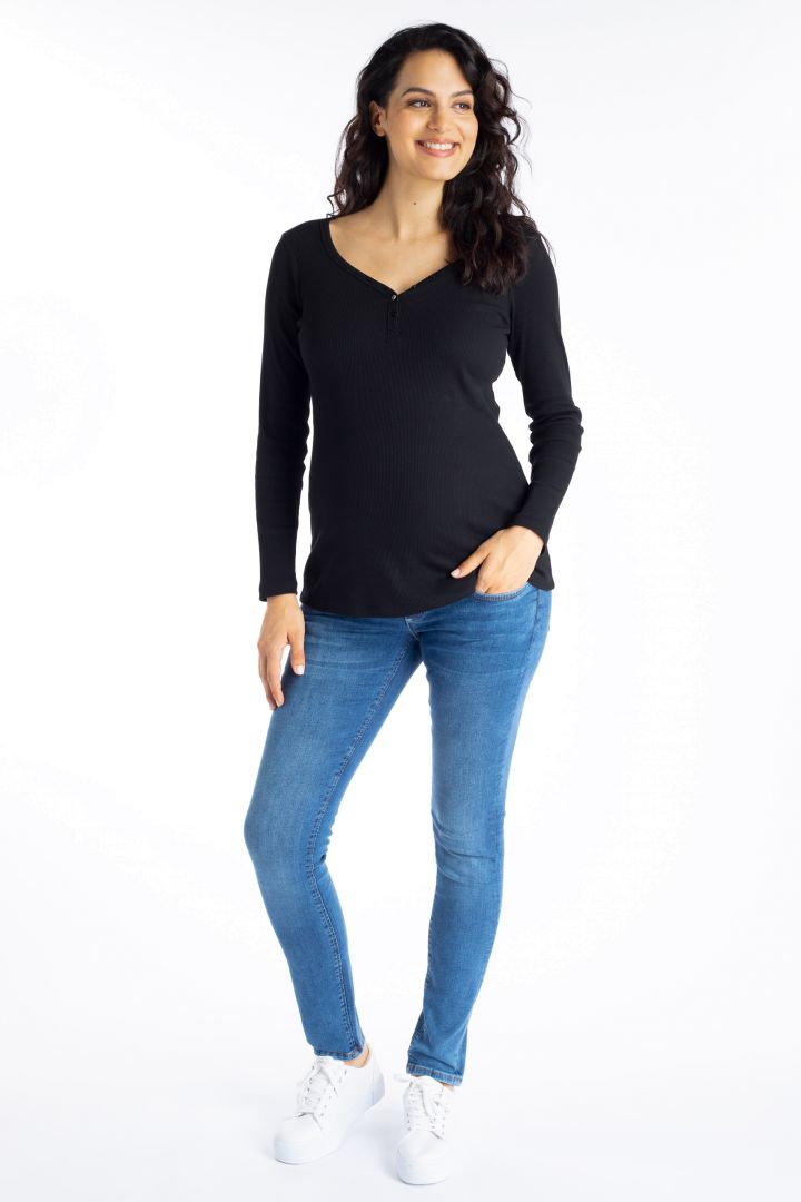 Organic Ribbed Maternity Shirt black