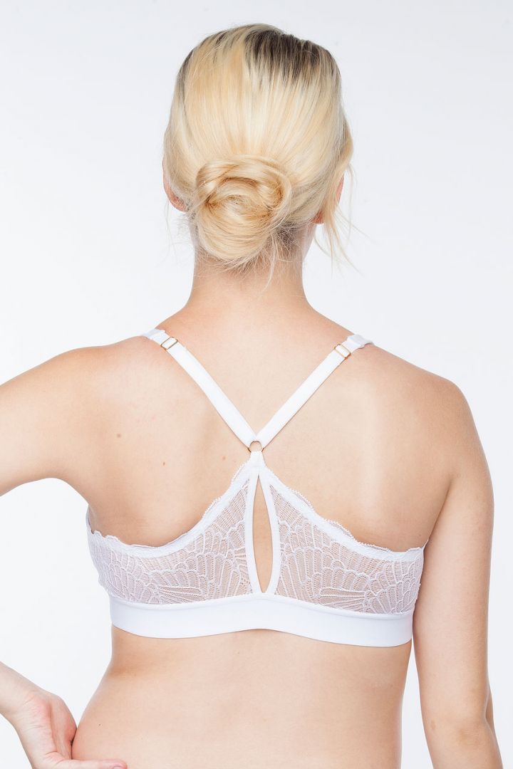 Sleep nursing bra with lace back white