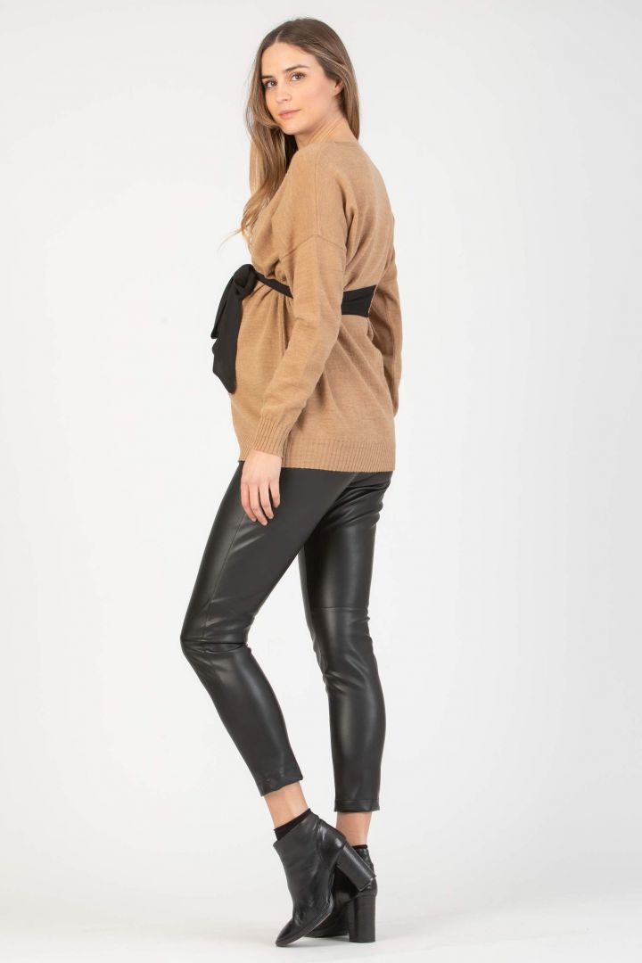 Faux Leather Cropped Maternity Leggings