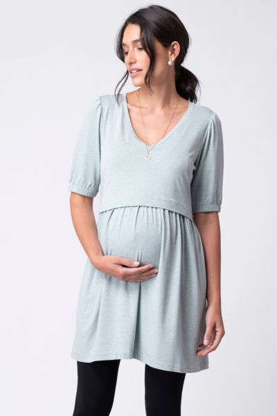 Maternity and Nursing Tunic with V-neck sage