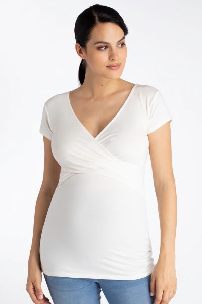 Eco Cross-Over Maternity and Nursing Shirt off-white