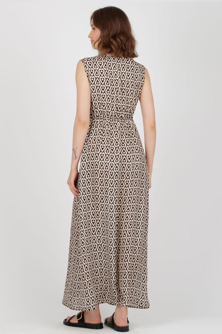 Maxi Maternity and Nursing Dress with Knot Detail Print