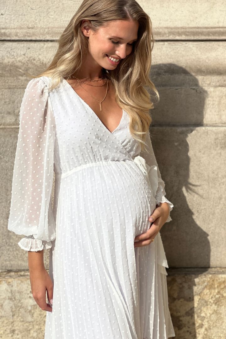 Maternity Wedding Dress in Wrap Style with Pleats