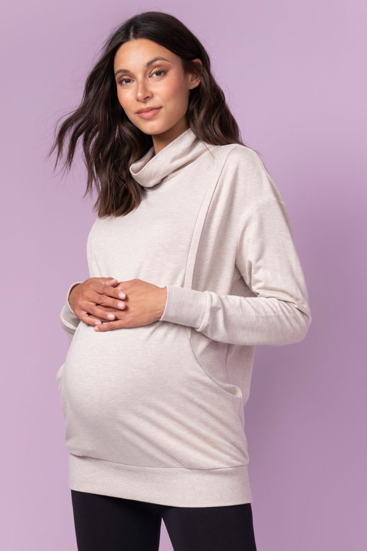 Maternity and Nursing Jumper with Funnel Collar
