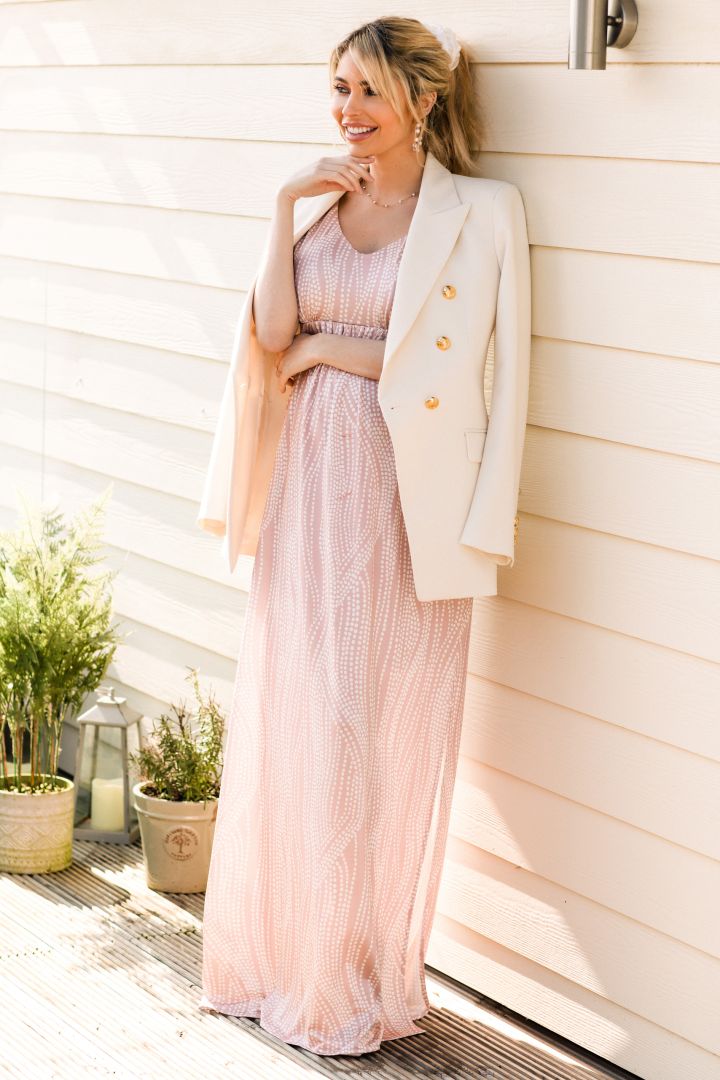Kimono Maxi Umstandskleid rosa/weiß