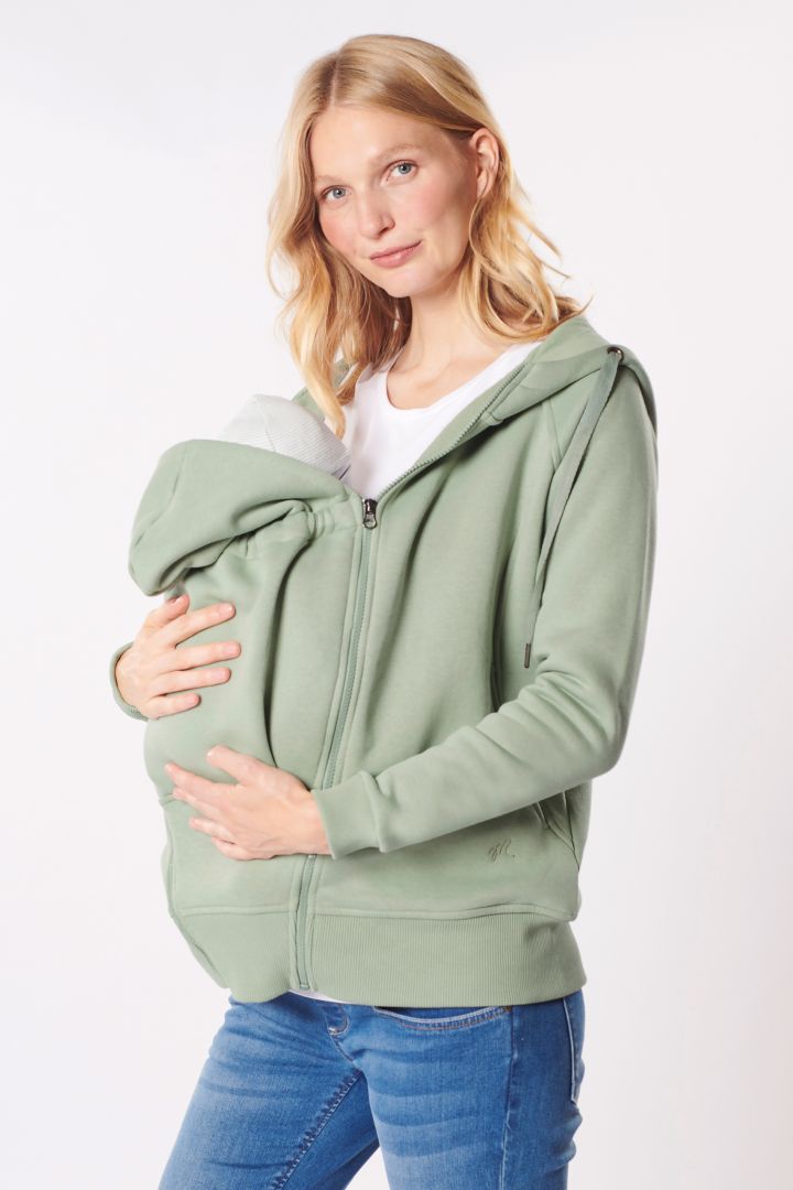 Maternity Hoodie with Baby Carrying Insert sage