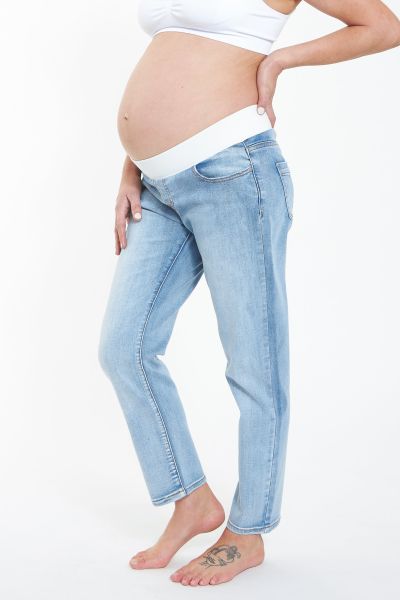 Girlfriend maternity jeans with under-bump waistband