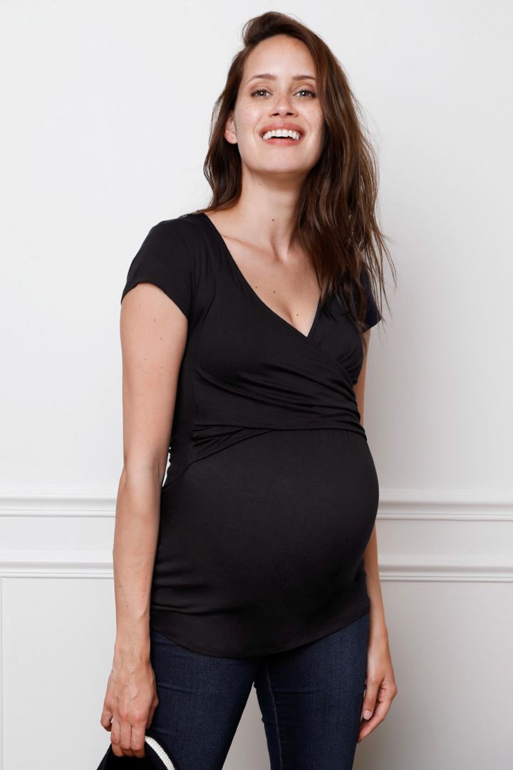 Cross-Over Maternity and Nursing Top black